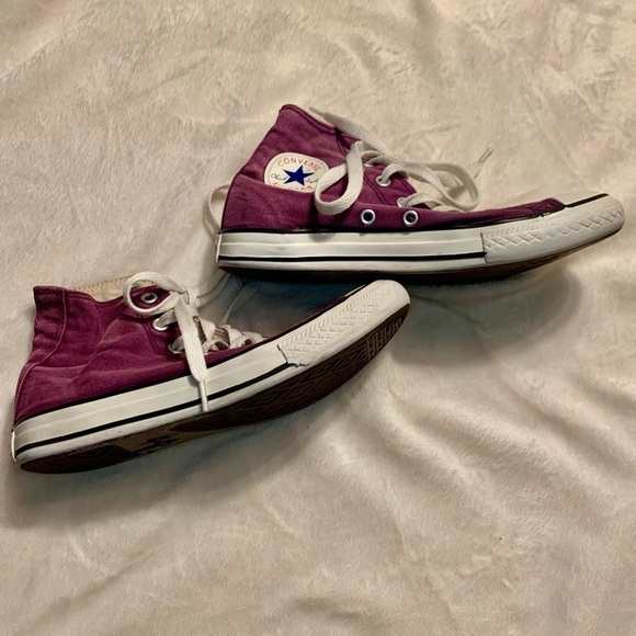Converse All Star Sneakers 3Y fits Womens 5-6 Chuck Taylor Purple white Athletic - Picture 8 of 14
